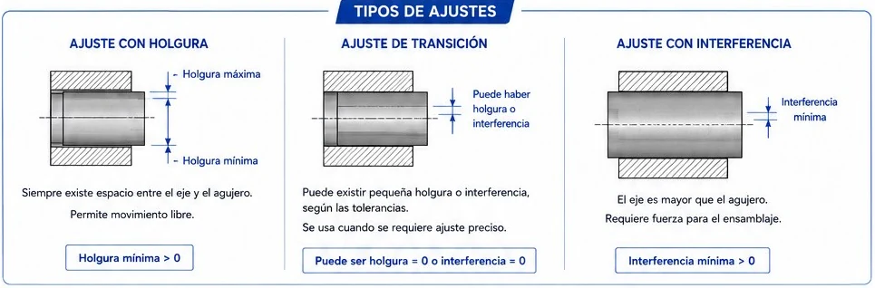 Ajuste con holgura, de transición y con interferencia