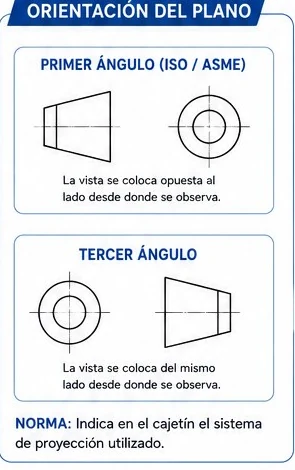 Proyección en primer ángulo (ISO) y en tercer ángulo (ASME)