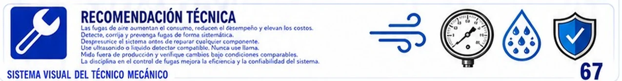 Ficha: recomendación técnica sobre fugas de aire, detección, corrección, prevención y medición fuera de producción